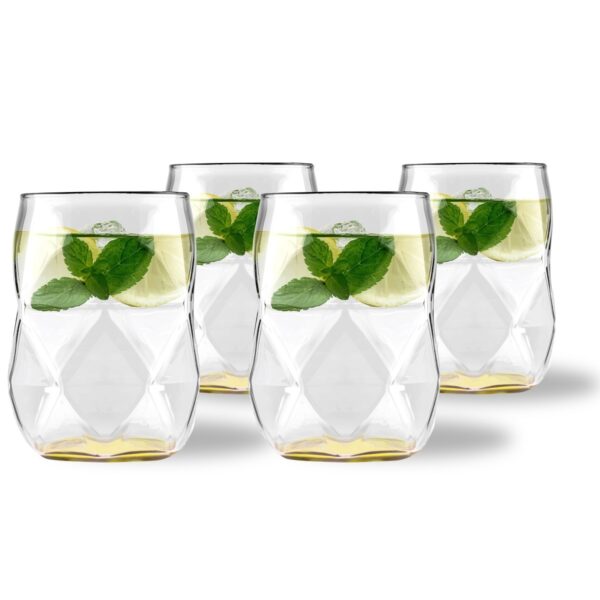 Komplet 4 szklanek z żółtym dnem 450 ml Geo Fondo Yellow 32170