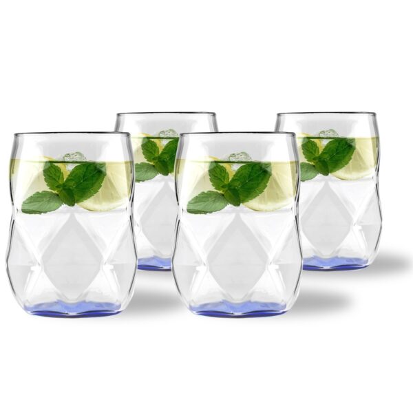 Komplet 4 szklanek z niebieskim dnem 450 ml Geo Fondo Blue 32187
